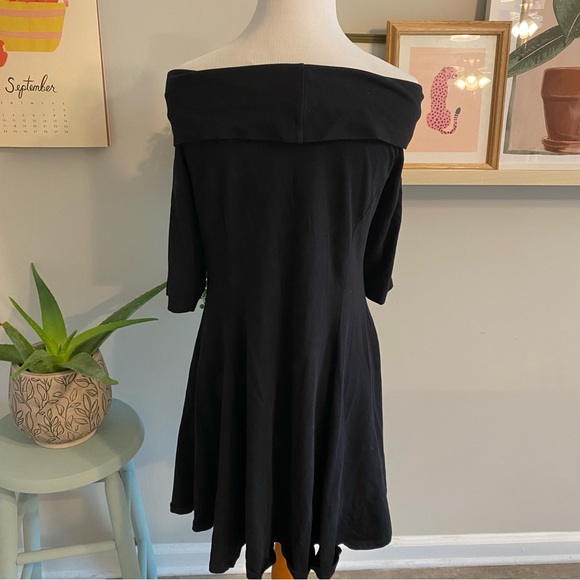 ASOS black off the shoulder fit and flare dress - Picture 2 of 2